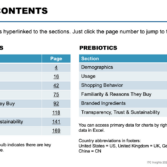 Prebiotic report table of contents